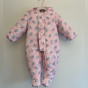 Disney Minnie Mouse Pink Snowsuit | Footie | Mittens | 6M